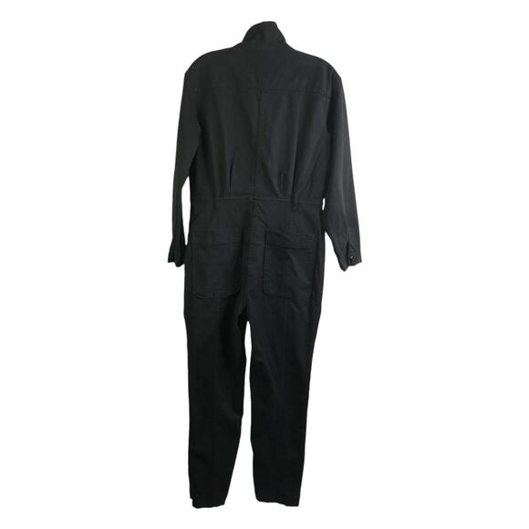 Alex Mill Jumpsuit Womens S Black Long Sleeve Romper Button Down Stretch Pockets - Picture 3 of 13
